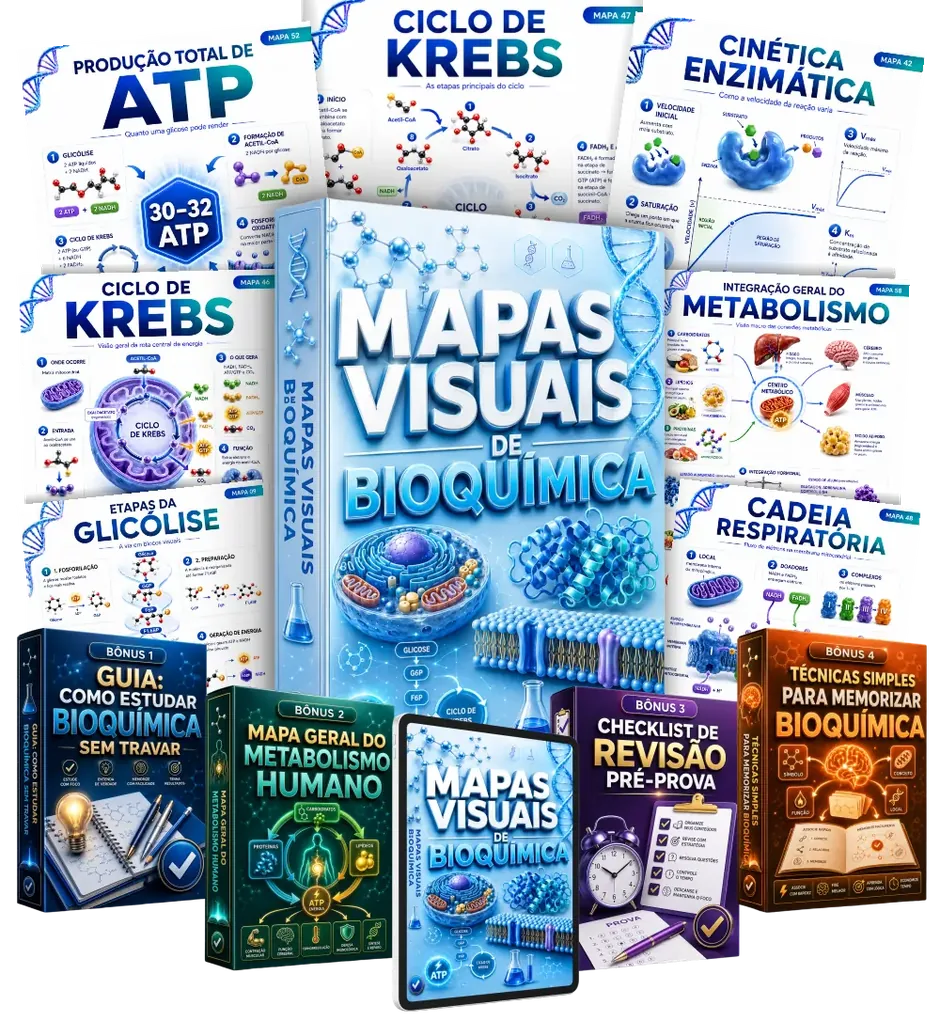Kit completo com mais de 60 Mapas Visuais de Bioquímica e bônus